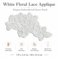 Applique en dentelle florale blanche, garniture brodée de fleurs et de feuilles pour robes, chemisiers, sacs, vêtements et décoration de mode DIY