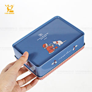 Tinsmaker Fabrik Maßgefertigte Bedruckte Rechteckige Blaue Metall-Keksdosen mit Deckeln Luxuriöse Weihnachtsgeschenk-Blechdosen Verpackung - Product Image 4