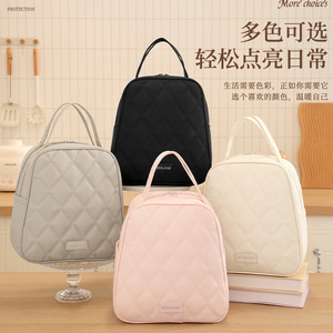 Portable Insulated <b>Lunch</b> Bag Large Capacity For Commuters Office Workers Outdoor Use Semicircle Pink Beige Gray Black - Product Image 3