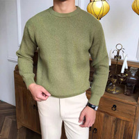 Pull en tricot côtelé 5GG pour homme, style décontracté, grande taille, mélange de coton et de laine, chaud, pour l'hiver