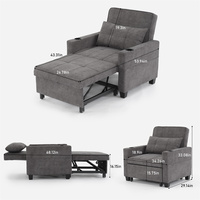 Canapé convertible 1 place en tissu lin, inclinable et coulissant, pour appartement