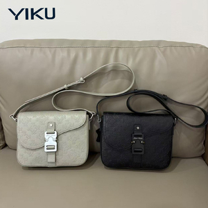 Bolso <span class=keywords><strong>Bandolera</strong></span> Personalizado con Logotipo YIKU, <span class=keywords><strong>de</strong></span> Cuero Genuino con Patrón Geométrico, Bolso Cruzado <span class=keywords><strong>de</strong></span> Hombro para <span class=keywords><strong>Hombre</strong></span> - Product Image 1