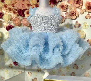 Abito Elegante con Perle e Fiori per Bambine, Vestito Principessa Morbido e Alla Moda - Product Image 5