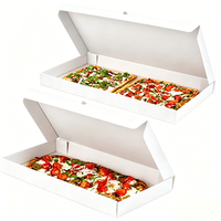 Boîtes à pizza et à pain plat jetables écologiques en carton ondulé rigide avec gaufrage personnalisé, grand format, en papier blanc