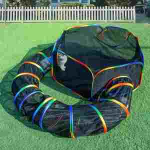 Pop up Outdoor Rainbow Cat Enclosures Playground Outside Portable Cat <b>Tent</b> Circle Playpen Tunnel for Kitty and <b>Small</b> Animals - Product Image 3