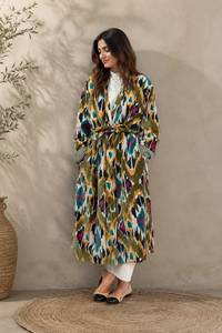 Robe longue en mousseline de coton 100% à imprimé floral blanc, coupe ample, col en V, impression numérique élégante, tenue décontractée d'été - Product Image 2