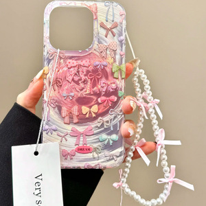 PH167 coreano in rosa idromassaggio <span class=keywords><strong>con</strong></span> fiocco colorato per <span class=keywords><strong>iPhone</strong></span> 16/15/14 custodia per telefono 13/12 ragazza cuore <span class=keywords><strong>11</strong></span> carino XR - Product Image 3