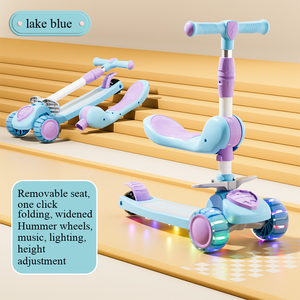 Trottinette Enfant Personnalisable 2-en-1 3-en-1 3 Roues en Plastique pour Filles et Garçons, 1-3-6-8 Ans, avec Siège et Pédales - Product Image 5