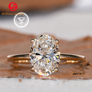 Anello Personalizzato con Diamante Coltivato in Laboratorio, Oro Massiccio 10K 14K 18K, Certificato IGI, CVD HPHT, Solitario Ovale Classico per Matrimonio da Donna - Product Image 1