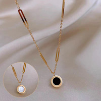 Collier chaîne de pull en acier inoxydable plaqué or 18 carats, étanche, anti-ternissement, avec pendentif chiffres romains, bijoux haut de gamme Ganku