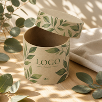 Boîte d'emballage cylindrique personnalisée avec logo, vente en gros, nature, feuilles, herbes, boîte cadeau durable, prix d'usine