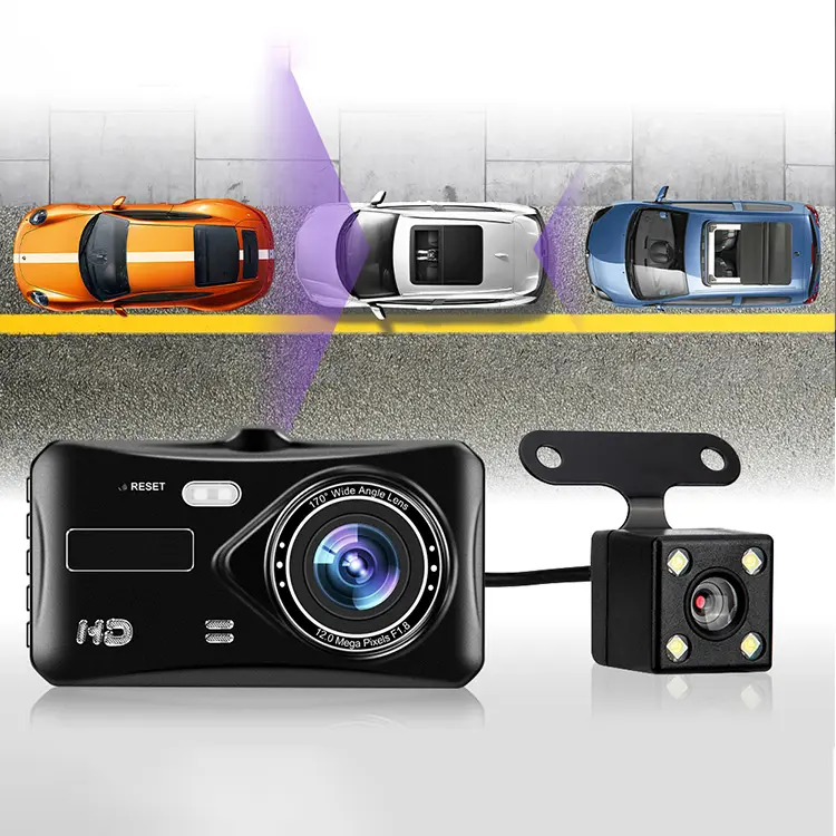 새로운 4 "GPS 대시 캠 풀 HD 1080P 비디오 레코더 전면 및 내부 듀얼 렌즈 자동차 카메라 자동차 레코더 카메라