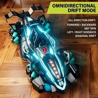 Voiture de course télécommandée JUNRONG Mecanum Wheel RC Drift Car 360 Rotation LED Light Stunt 4WD avec pulvérisation de brume