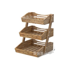 Wooden Fruit And <b>Vegetable</b> Storage Rack 3 Tiers Rectangle <b>Standing</b> Type Multifunction Counter Organizer - Product Image 5