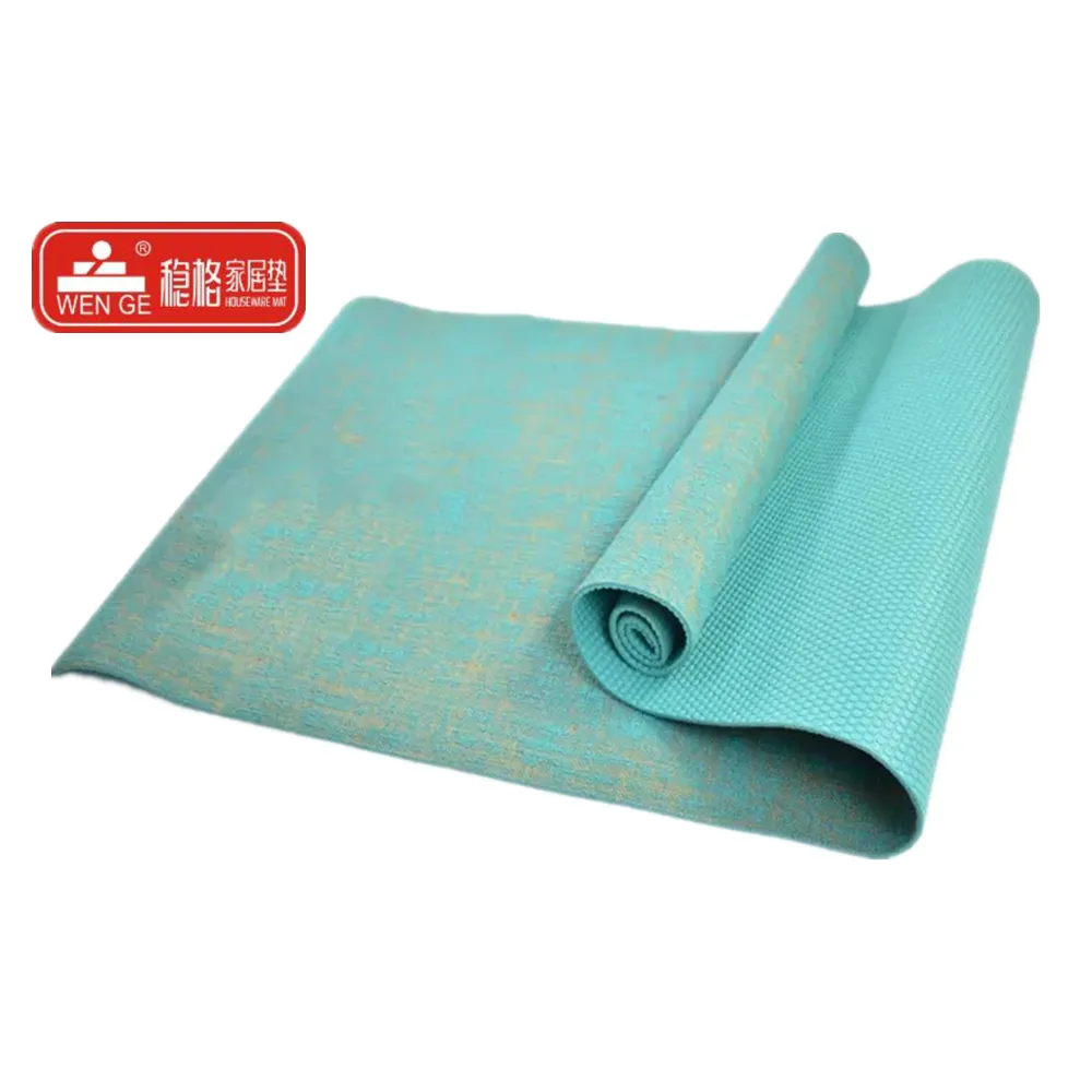 Personalizzato a buon mercato di alta qualità eco friendly PVC non slip juta yoga mat blu