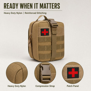 Kit de Supervivencia Táctico al por Mayor, Bolsa de Primeros Auxilios Impermeable Molle, Equipo de Supervivencia para Terremotos, Desastres, Campismo y Automóvil - Product Image 3
