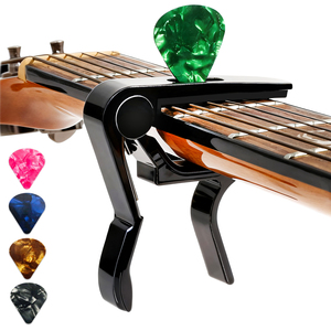 Capotasto Dedo in Metallo Alluminio Resistente per Chitarra Acustica e Basso 6/12 Corde con Logo Personalizzato e Porta Plettri - Product Image 2