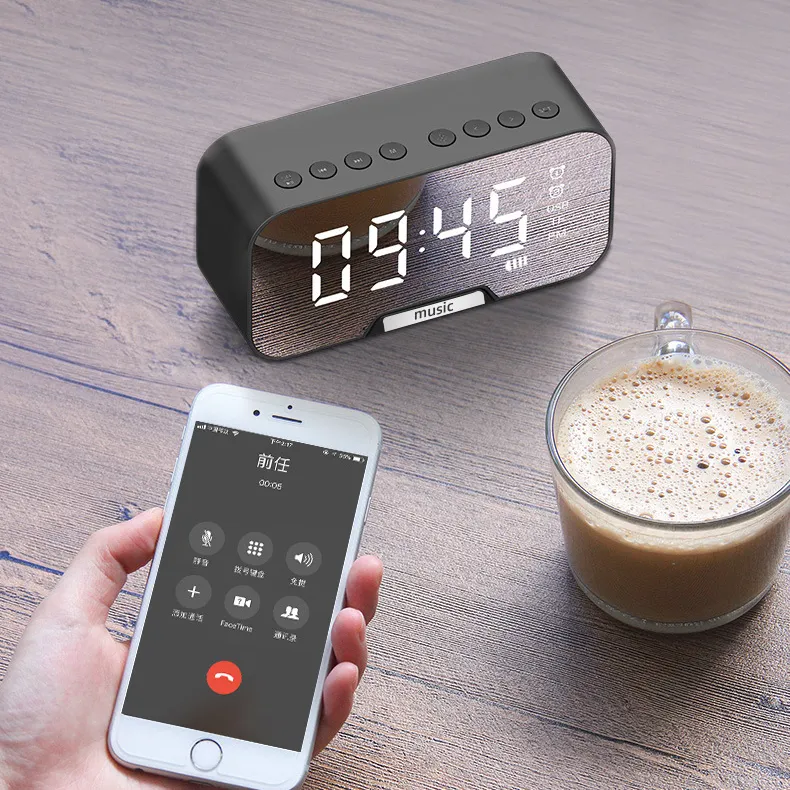 2021Amazon Hot Sale LED Digital Alarm Clock Custom Table clocks FM Radio TF Card speakers wireless clock