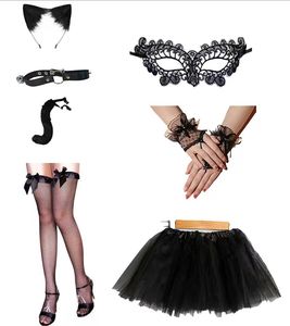 Pesenar Mèo Đen trang phục cho phụ nữ Halloween mèo Masquerade phụ kiện, Choker Vòng cổ Fishnet găng tay vớ cho phụ nữ - Product Image 2