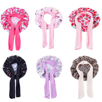Bonnet de nuit long en satin pour femmes, double couche, protection des cheveux pour tresses et cheveux bouclés longs, vente en gros personnalisée