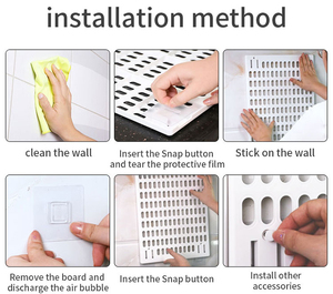 Organisateur Mural Modulaire à Panneaux Perforés Abordable, Blanc, Ensemble de 4 Panneaux Perforés et 14 Accessoires pour Organisation Murale - Product Image 6
