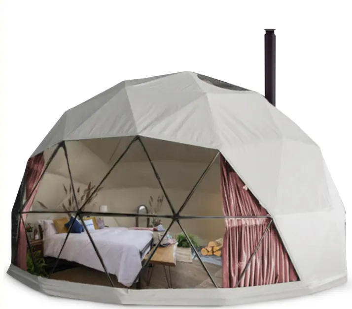 6M Durchmesser Iglu Geodätische Kuppel Stahl konstruktion Camping Zelt Hotel Luxus Kuppel für den Außenbereich