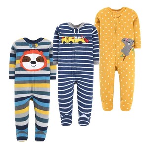 Pijamas de Invierno Personalizables de Fábrica, Cálidos, de Lana <span class=keywords><strong>Polar</strong></span>, para Bebés de 0 a 1 Año, con Mangas Largas y Cierre de <span class=keywords><strong>Cremallera</strong></span>, Unisex - Product Image 1