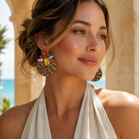 Boucles d'oreilles pendantes géométriques en strass cristal ChuYao pour femmes, en alliage de zinc, style bohème tressé, bijoux tendance, vente en gros, anniversaire