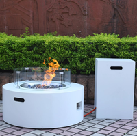 Couleur blanche, table de foyer à gaz ronde extérieure table de foyer debout libre jardin extérieur