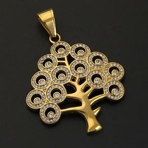 Collar con Colgante de Árbol de la Vida en Acero Inoxidable, con Cristales Incrustados, Estilo Hip Hop, Joyería Personalizada para Hombre - Product Image 3