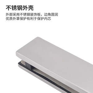 Kaishengxi - Abrazadera de pared para puerta de vidrio sin marco de acero inoxidable, núcleo de aluminio engrosado, plateado/negro, impermeable, ranura única - Product Image 3