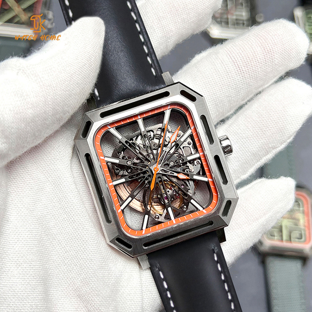 Wholesale High end Luxury Square Automatic Mechanical Watch Miyota Movement Custom Brand Logo Unique Skeleton Design Factory ODM
