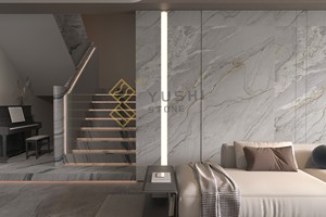 Panneaux muraux naturels blancs du Brésil YUSHI, dalles de quartzite Mont Blanc personnalisables, polies, grandes dalles, 1 an, villa, hôtel, <span class=keywords><strong>escalier</strong></span> - Product Image 3