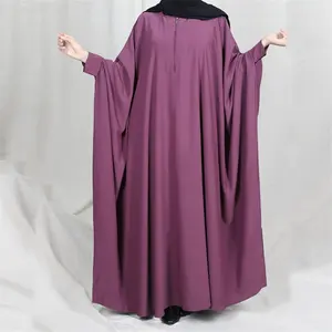 Wholesale Super Popular Design Solid Color Nida Jilbab Arab Plus Size Bat Sleeves Muslim Women Prayer Dress Abaya