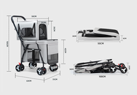 Poussette pour animaux de compagnie en ABS écologique noire avec 4 roues, maille respirante, pliable, pour chiens, utilisable toute l'année