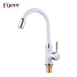 Fyeer Single Lever LED Kitchen Sink Mixer in White