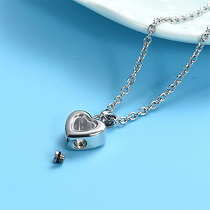 <strong>Tiny</strong> Glass Heart <strong>Urn</strong> Necklace for Ashes for Women Girls Memroial Pendant Fashion Stainless Steel Cremation Jewelry Keepskae - Product Image 3