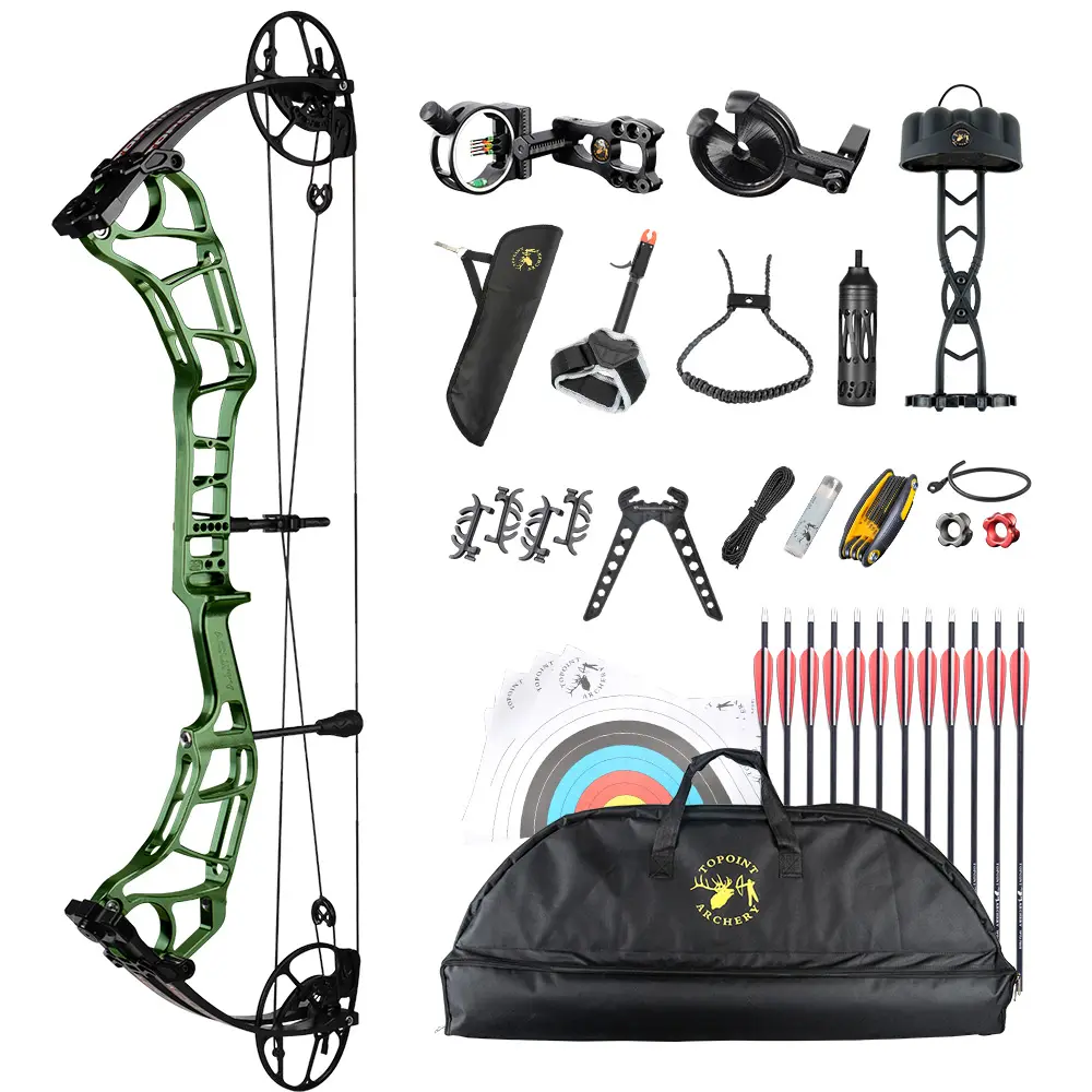 TOPOINT ARCHERY Acuity 33 Arc à poulies et flèche Paquet de base Tir à l'arc Arc CNC Riser USA Gordon BCY String Hunting Bow Kits