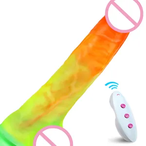 Teleskop vibrierender Silikon dildo Drahtloser fern gesteuerter Dildo vibrator für Frauen Schub dildo Sexspielzeug G-Punkt stimulieren