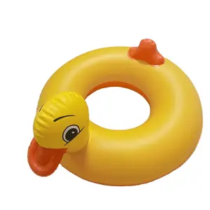 Toptan sarı ördek şişme havuz yüzen yüzme simidi çocuklar yetişkinler için PVC şişme yüzme simidi