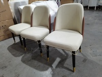 Chaise de salle à manger en bois massif à ossature en fer de qualité supérieure avec pieds dorés en acier inoxydable pour meubles de salle à manger