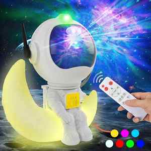 New <b>Astronaut</b> Starry Sky <b>Lamp</b> <b>Astronaut</b> Crescent Moon Night <b>Lamp</b> Nebula Projection Remote Control Home Decoration Gift - Product Image 1