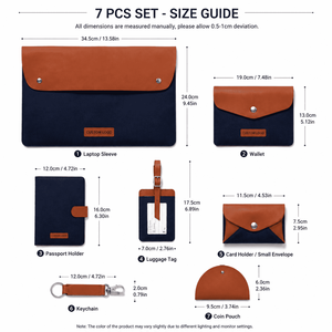 Ensemble de pochettes pour ordinateur portable en cuir PU personnalisé avec <span class=keywords><strong>pochette</strong></span> pour ordinateur portable, portefeuille, porte-passeport, étiquette de bagage, petite enveloppe, porte-clés, <span class=keywords><strong>pochette</strong></span> à monnaie - Product Image 3