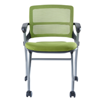 Chaise de formation mobile en maille avec support pour tablette et roulettes, chaise empilable peu encombrante pour espaces d'apprentissage agiles