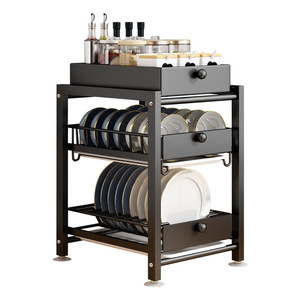 Égouttoir à vaisselle coulissant de cuisine avec tiroirs, étagère de rangement de comptoir, séchage rapide, organisateur polyvalent pour assiettes et bols, taille L - Product Image 1