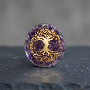 Dôme d'orgone en améthyste fait main, symbole Arbre de Vie, artisanat en pierres semi-précieuses pour la guérison Reiki - Product Image 1