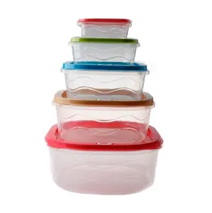 7pcs Eco-Friendly Rainbow Plastic Food Storage Containers Set Rectangular Meal Prep For Children Safe Food Packaging