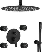 Ensemble de robinetterie de douche encastrée personnalisable, avec pommeau de douche pluie 10 pouces et jets latéraux avec vanne, haute pression, vente en gros