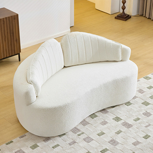 Curved Convertible Two-seater <b>Sofa</b> Fully Compressed Design for Living Room & <b>Hotel</b> Use Adjustable Height Removable Backrest - Product Image 1