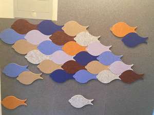 Décoration murale interactive en feutre tricoté en forme de poisson pour tout-petits, enfants d'âge préscolaire, filles et garçons, 16x30cm, épaisseur 9mm - Product Image 2